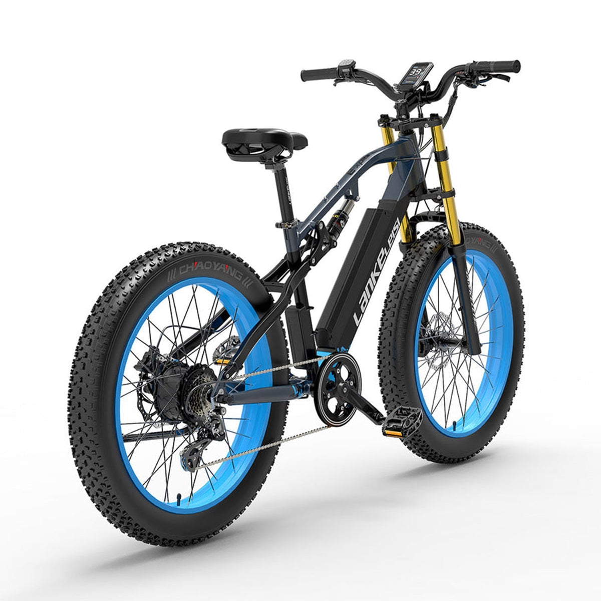 LANKELEISI RV700 Explorer electric hunting bike with rugged frame, fat tires, and handlebars, designed for outdoor adventure.